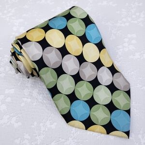 New! Stacy Adams Silk Tie Green Yellow Gray Dots